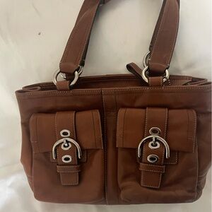 Coach brown leather shoulder bag